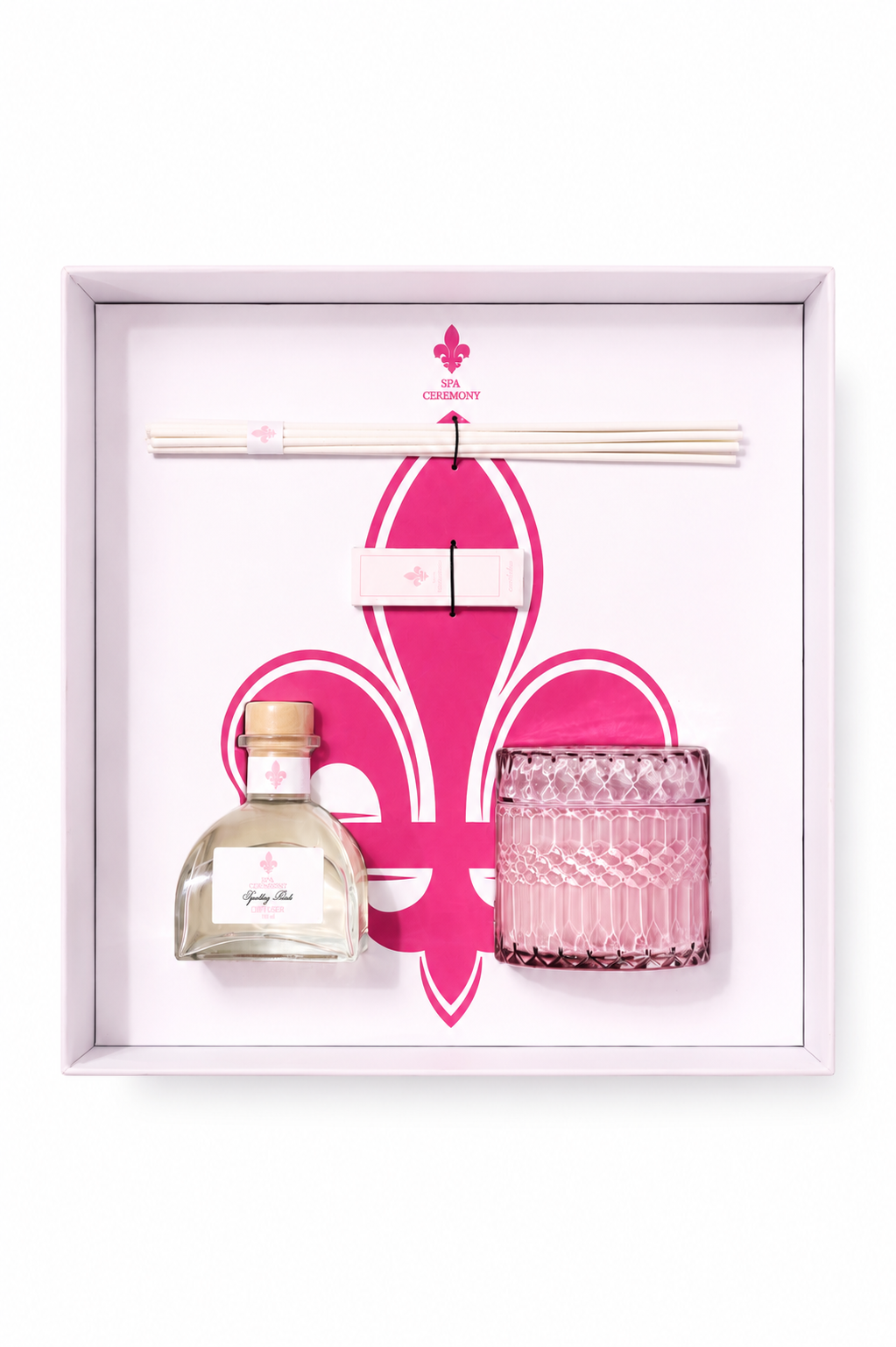 “Sparkling Petals” perfumed set: 250g candle and 150ml aroma diffuser